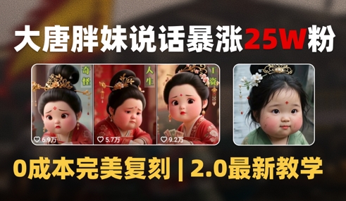 AI大唐胖贵妃说话2.0，40条视频暴涨40w粉，附独家变现攻略-资源V站