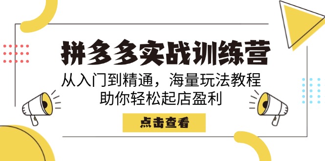 拼多多实战训练营，从入门到精通，海量玩法教程，助你轻松起店盈利-资源V站