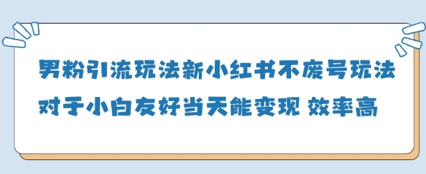 男粉引流玩法(新)，玩法友好做的好当天就能变现-资源V站