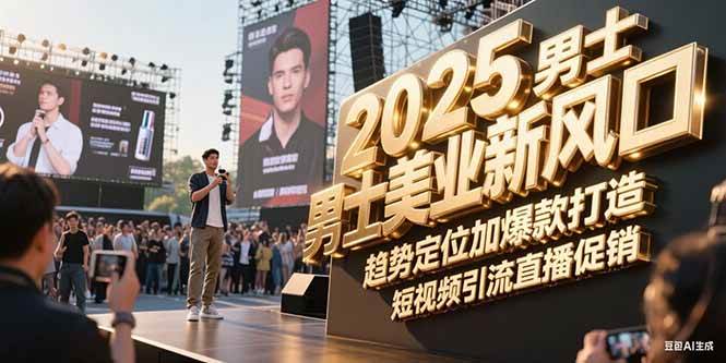 2025男士美业新风口，趋势定位加爆款打造，短视频引流直播促销-资源V站