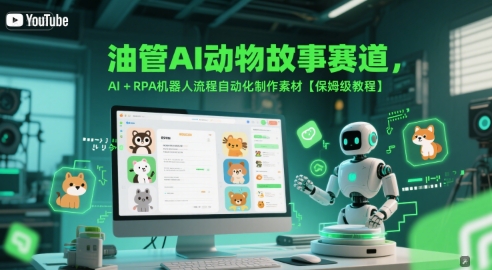 油管AI动物故事赛道，AI+RPA机器人流程自动化制作素材【保姆级教程】-资源V站
