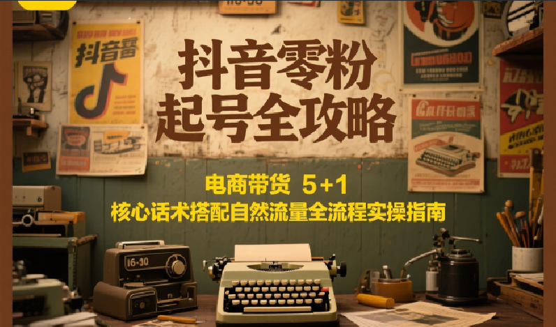 抖音零粉起号全攻略：电商带货 5+1 核心话术搭配自然流量全流程实操指南-资源V站