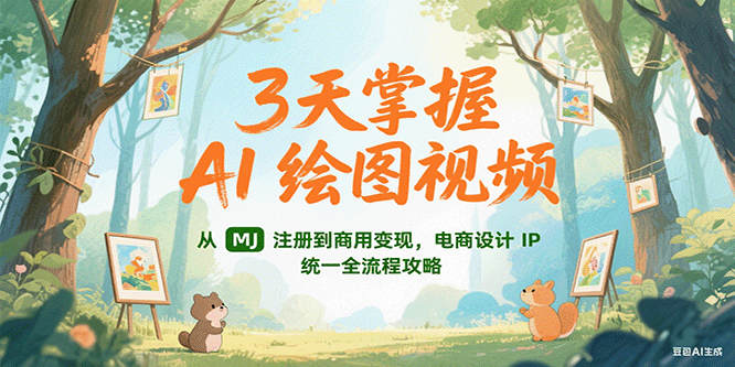 3天掌握AI绘图视频，从MJ 注册到商用变现，电商设计IP统一全流程攻略-资源V站