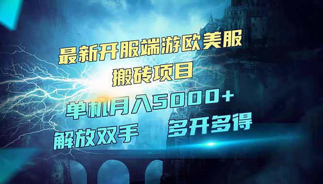 全网热门游戏欧美服端游搬砖，最新开服，项目红利期，单机月入5000+-资源V站