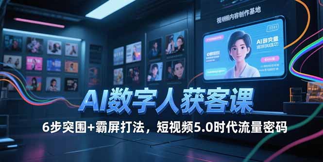 AI数字人获客课，6步突围+霸屏打法，短视频5.0时代流量密码-资源V站