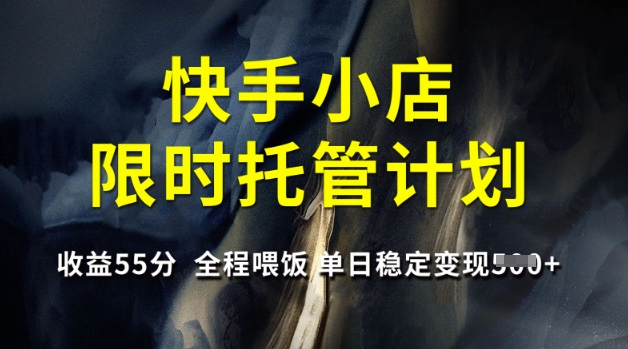 快手小店限时托管计划，收益55分，全程喂饭，单日稳定变现5张【揭秘】-资源V站