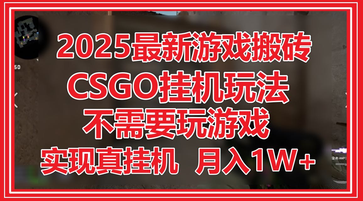 2025最新游戏搬砖，CSGO挂机，不需要玩游戏，实现真挂机，月入1W+-资源V站