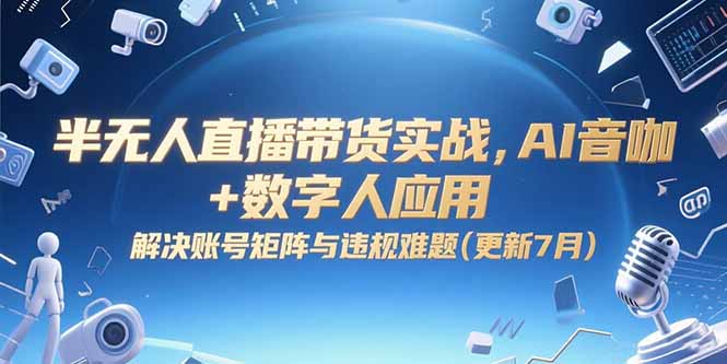 半无人直播带货实战，AI音咖+数字人应用 解决账号矩阵与违规难题(更新7月-资源V站