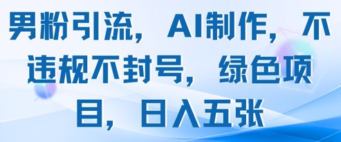 男粉引流，AI制作，不违规不封号，绿色项目，日入五张-资源V站