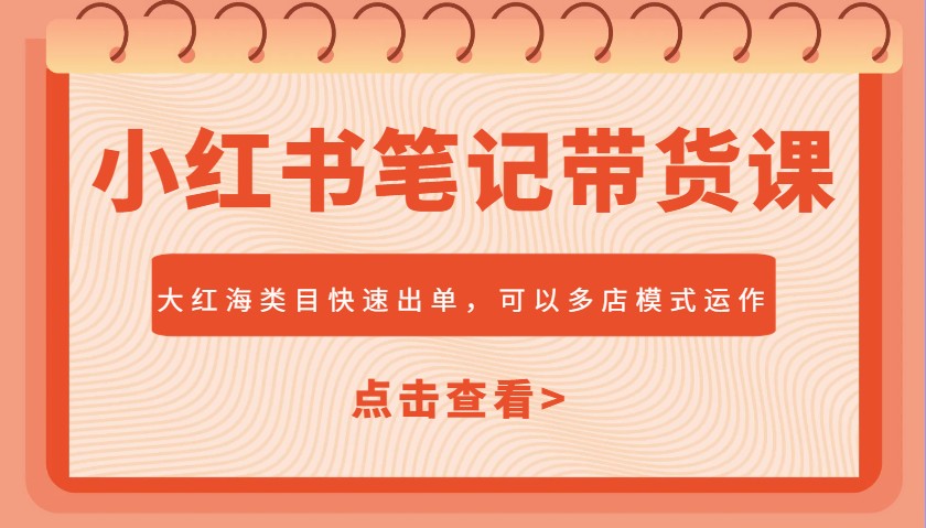 小红书笔记带货课，大红海类目快速出单，市场大，可以多店模式运作(更新)-资源V站