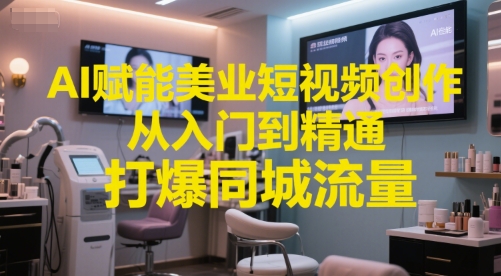 AI赋能美业短视频创作，从入门到精通，打爆同城流量，超级AI工具短视频实操落地-资源V站