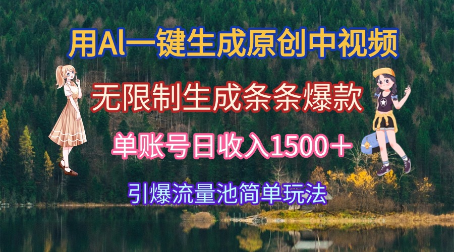 用Al一键生成原创中视频，无限制生成条条爆款，单账号日收入1500＋引爆…-资源V站