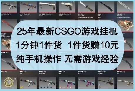 25年最新CSGO游戏挂G，1分钟1件货，1件货挣10元，纯手机操作，无需游戏经验【揭秘】-资源V站