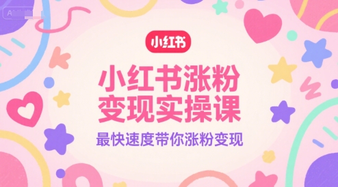 小红书涨粉变现实操课，最快速度带你涨粉变现-资源V站