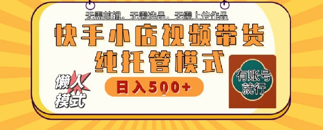 快手小店托管代运营，无需剪辑，无需选品，无需上传作品，全程无需操作，轻松月入5k+【揭秘】-资源V站