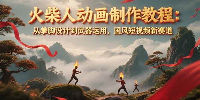 火柴人动画制作教程：从拳脚设计到武器运用，国风短视频新赛道-资源V站