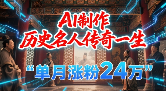 暴力起号！用AI制作历史名人传奇一生，单月涨粉24W，涨粉+变现赛道黑马来了-资源V站