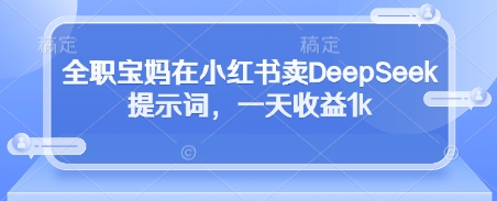 全职宝妈在小红书卖DeepSeek提示词，一天收益1k-资源V站