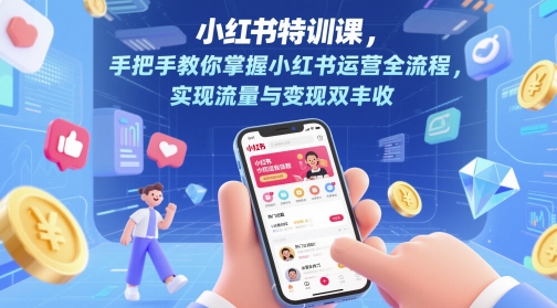 小红书特训课，手把手教你掌握小红书运营全流程，实现流量与变现双丰收-资源V站