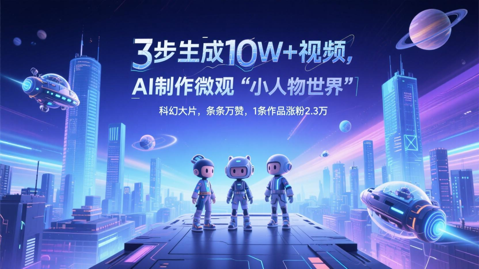 三步生成10W+视频，AI制作微观“小人物世界”科幻大片，条条万赞，1条作品涨粉2.3万-资源V站