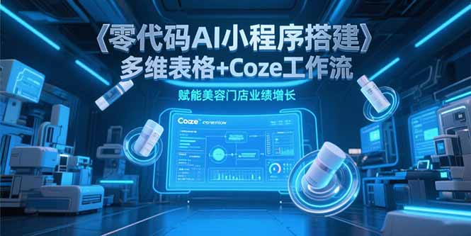 零代码AI小程序搭建，多维表格+Coze工作流，赋能美容门店业绩增长-资源V站