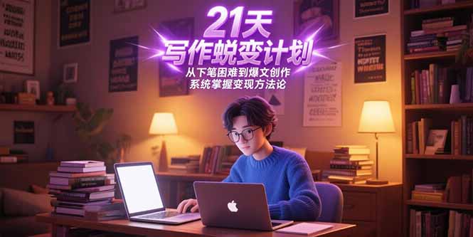 21天写作蜕变计划，从下笔困难到爆文创作，系统掌握变现方法论-资源V站