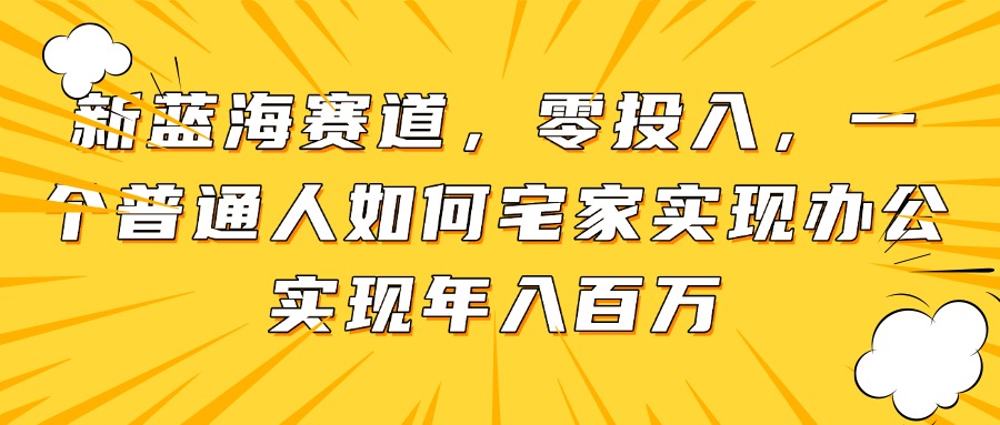 新蓝海赛道，零投入，一个普通人如何宅家办公实现年入百万-资源V站