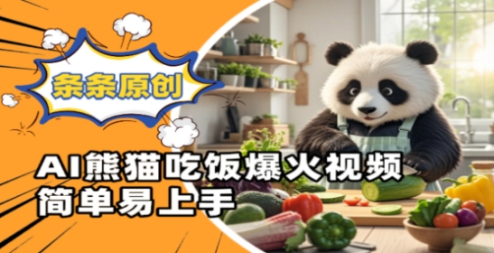 Ai熊猫吃饭爆火视频，条条原创，简单易上手-资源V站