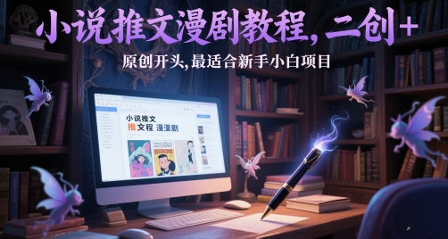 小说推文漫剧教程，二创+原创开头，最适合新手小白项目-资源V站