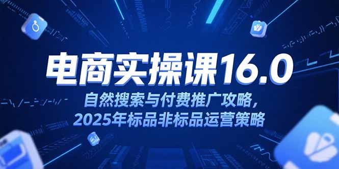 淘宝电商运营课16.0，自然搜索与付费推广攻略，2025年标品非标品运营策略-资源V站
