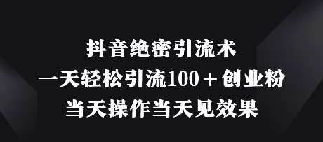 抖音绝密引流术，一天轻松引流100+创业粉，当天操作当天见效果-资源V站
