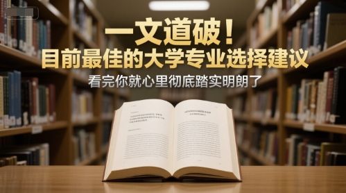 付费文章：一文道破！目前最佳的大学专业选择建议，看完你就心里彻底踏实明朗了-资源V站