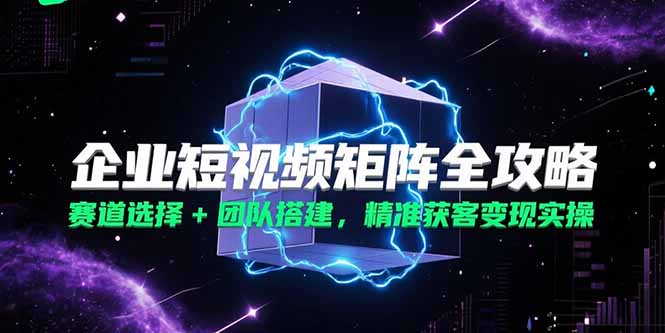 企业短视频矩阵全攻略，赛道选择+团队搭建，精准获客变现实操-资源V站