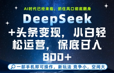 DeepSeek+头条变现，保姆级教学，小白轻松上手，日入8张+【揭秘】-资源V站