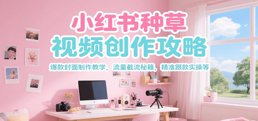 小红书种草视频创作攻略，爆款封面制作教学 ，流量截流秘籍 ，精准跟款实操等-资源V站