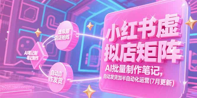 小红书虚拟店矩阵，AI批量制作笔记，自动发货加半自动化运营(7月更新-资源V站