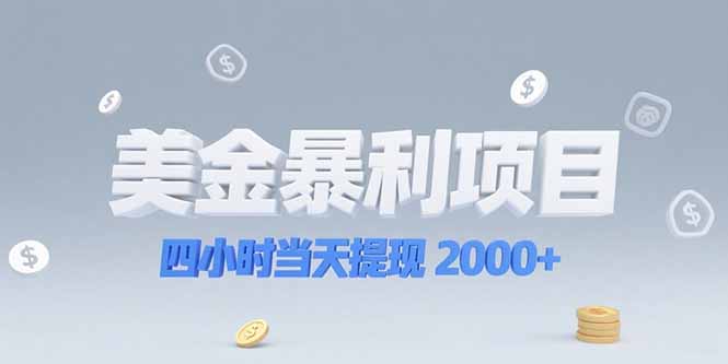 美金暴利项目，四小时当天提现 2000+机会留给会选赛道的人-资源V站