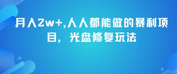 月入2w+，人人都能做的暴利项目，光盘修复玩法-资源V站