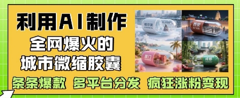 利用AI制作全网爆火的城市微缩胶囊，条条爆款， 多平台分发，疯狂涨粉变现-资源V站