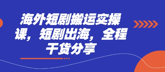 海外短剧搬运实操课，短剧出海，全程干货分享-资源V站