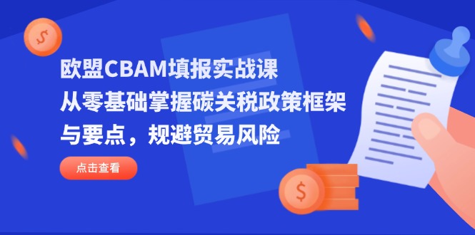 欧盟CBAM填报实战课，从零基础掌握碳关税政策框架与要点，规避贸易风险-资源V站