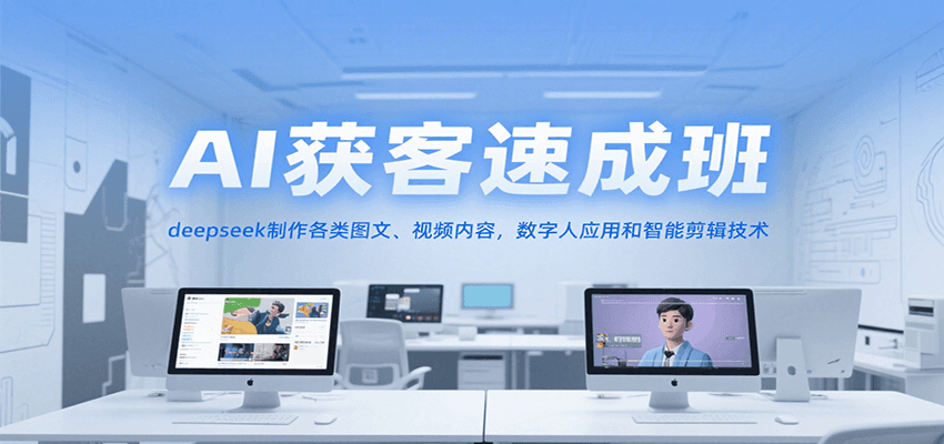 AI获客速成班，deepseek制作各类图文、视频内容，数字人应用和智能剪辑技术-资源V站