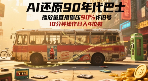 AI还原90年代巴士，一帧就让70后泪崩，播放量直接碾压90%怀旧号，每天操作十分钟，日入四位数-资源V站