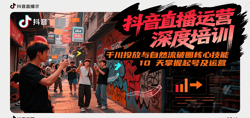 抖音直播运营深度培训，千川投放与自然流核心技能，10天掌握起号及运营(6-7月新课)-资源V站