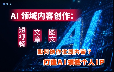 AI领域内容创作：高效创作短视频、文章、图文三大板块内容，打造AI领域个人IP-资源V站